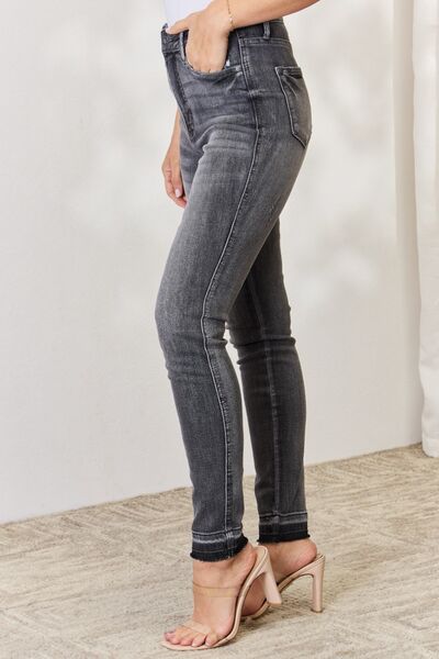 Judy Blue Full Size High Waist Tummy Control Release Hem Skinny Jeans - TRENDMELO