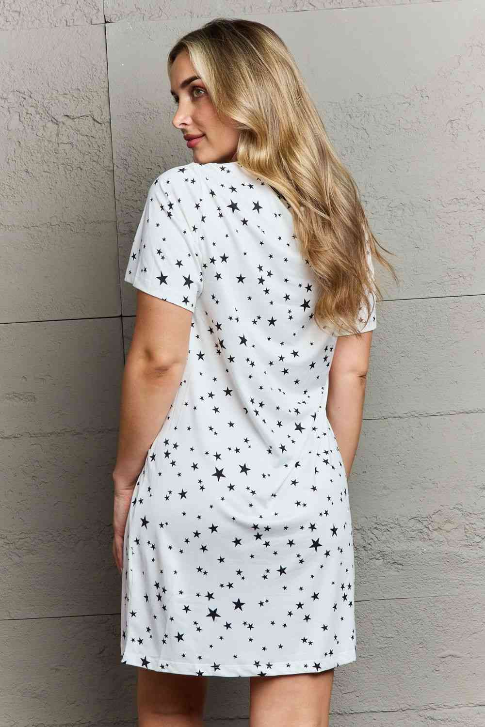 MOON NITE Quilted Quivers Button Down Sleepwear Dress - TRENDMELO