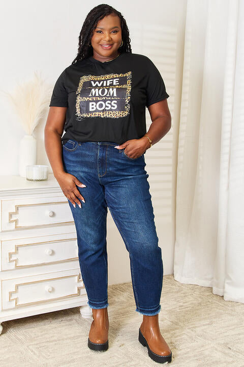 Simply Love WIFE MOM BOSS Leopard Graphic T-Shirt - TRENDMELO