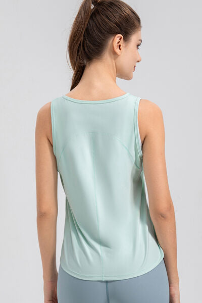 Wide Strap Round Neck Active Tank - TRENDMELO