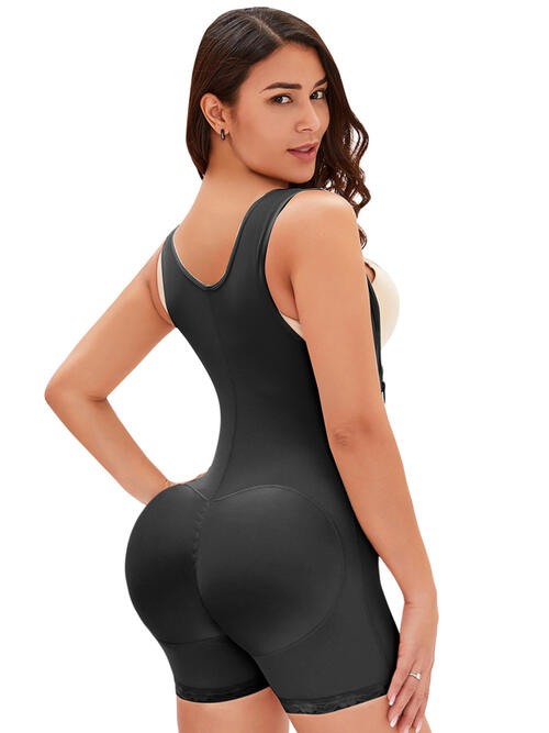 Full Size Side Zip Up Wide Strap Shapewear - TRENDMELO