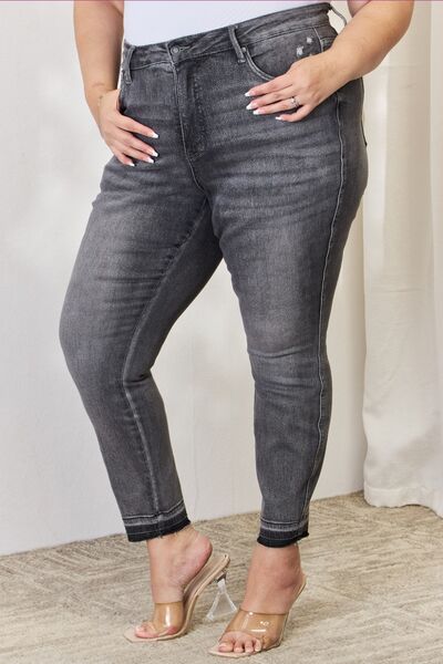 Judy Blue Full Size High Waist Tummy Control Release Hem Skinny Jeans - TRENDMELO