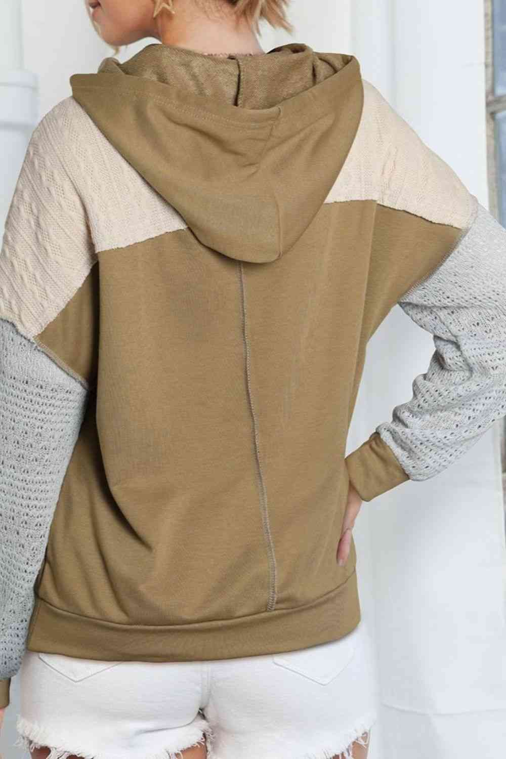 Splicing Drawstring Sweatshirt - TRENDMELO