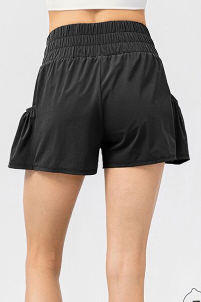 Elastic Waist Pocketed Active Shorts - TRENDMELO