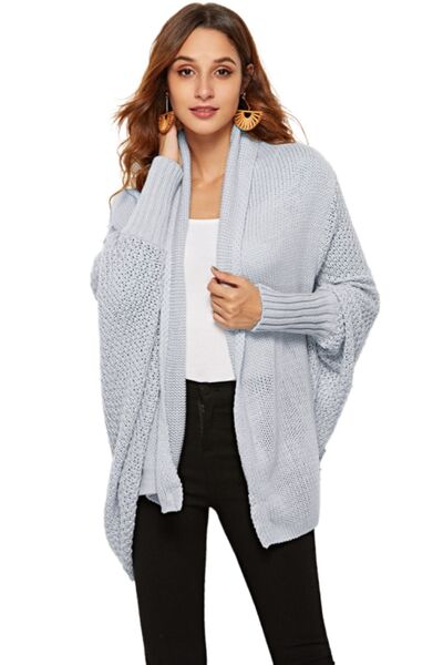 Open Front Batwing Sleeve Cardigan - TRENDMELO