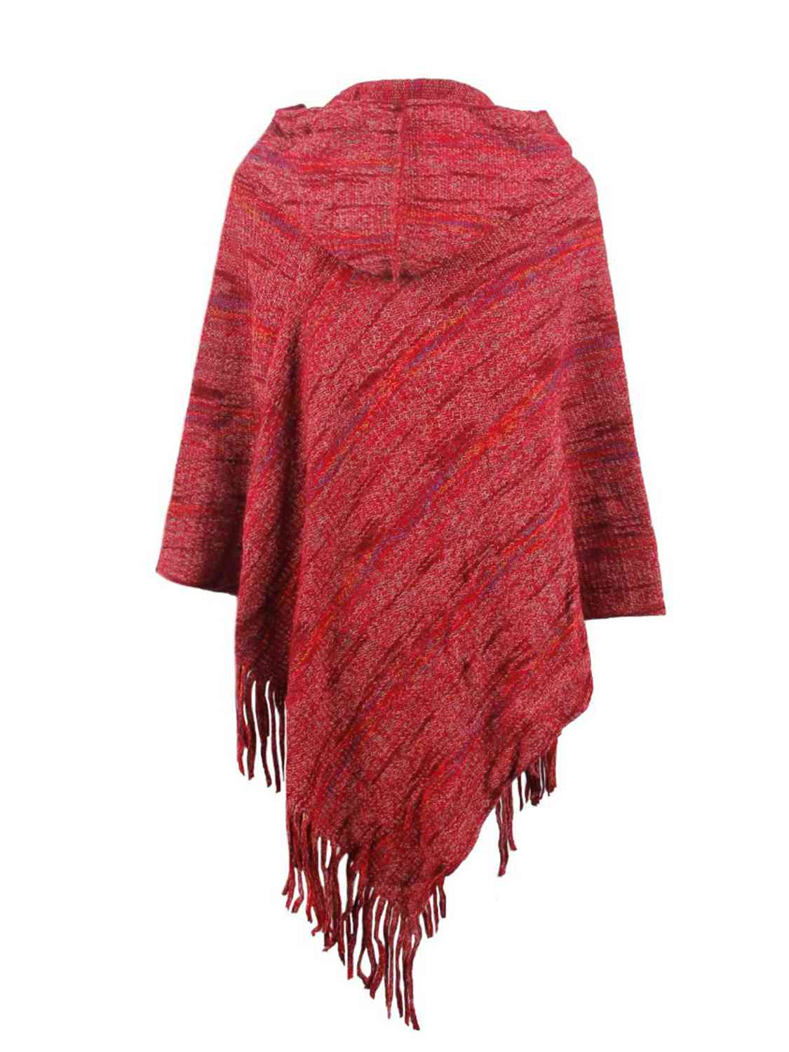 Fringe Hem Hooded Poncho - TRENDMELO