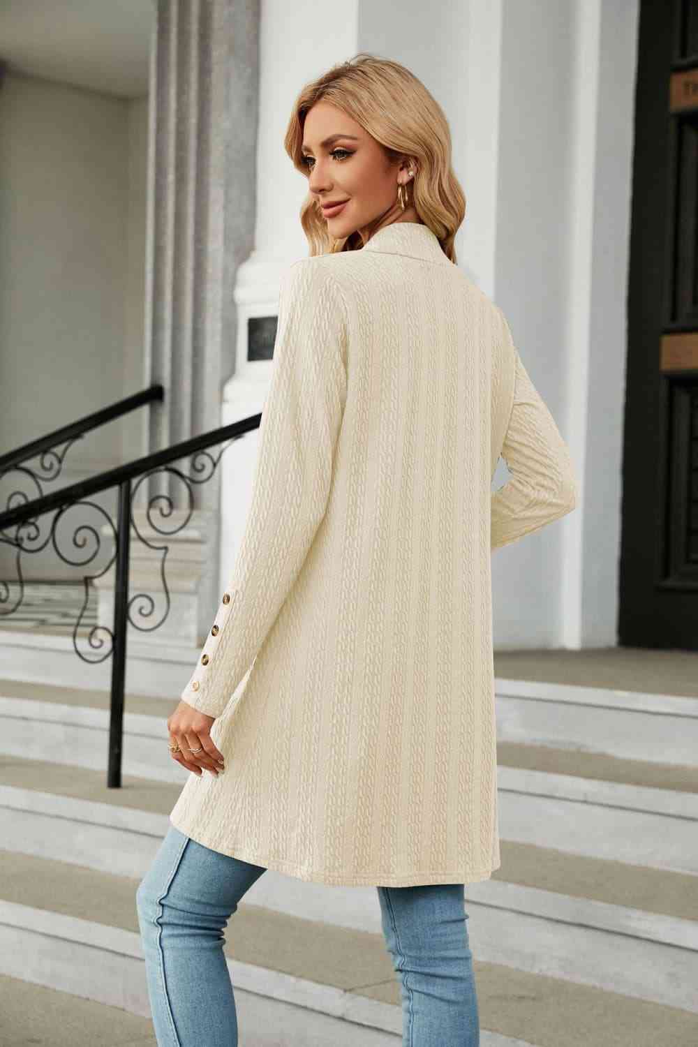 Long Sleeve Open Front Cardigan - TRENDMELO