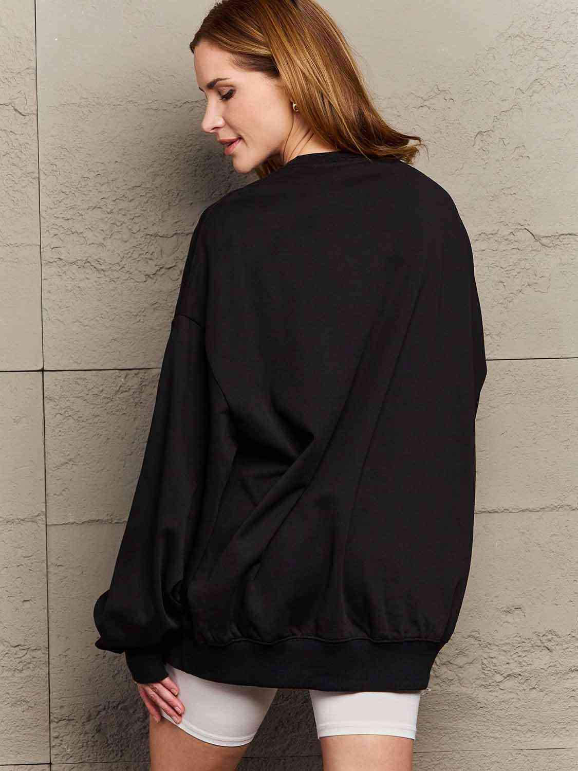 Simply Love Full Size Dropped Shoulder Sweatshirt - TRENDMELO