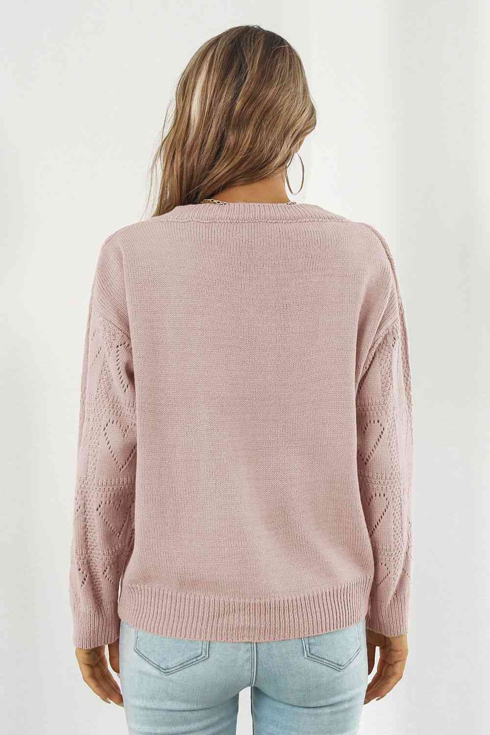 V-Neck Drop Shoulder Sweater - TRENDMELO
