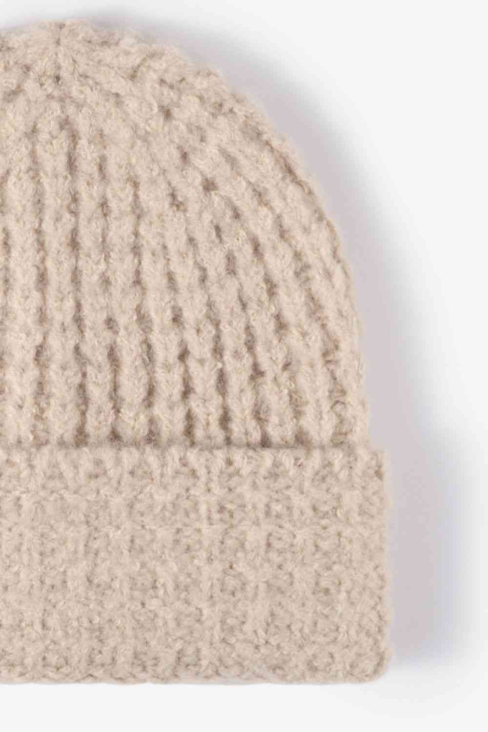 Waffle-Knit Cuff Beanie - TRENDMELO