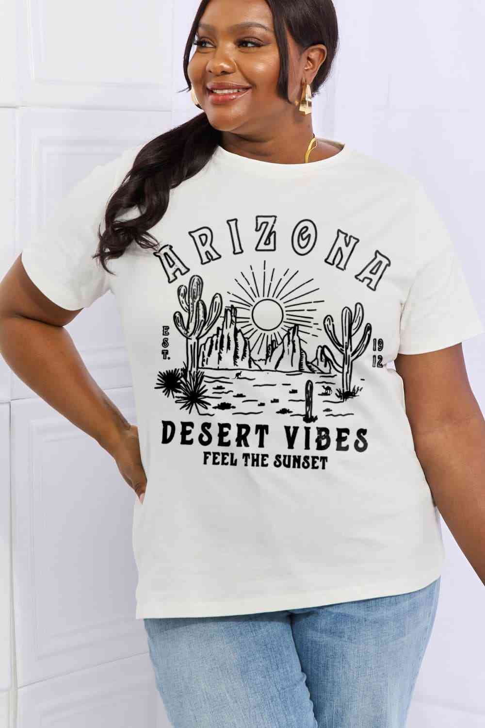Simply Love Simply Love Full Size ARIZONA DESERT VIBES FEEL THE SUNSET Graphic Cotton Tee - TRENDMELO