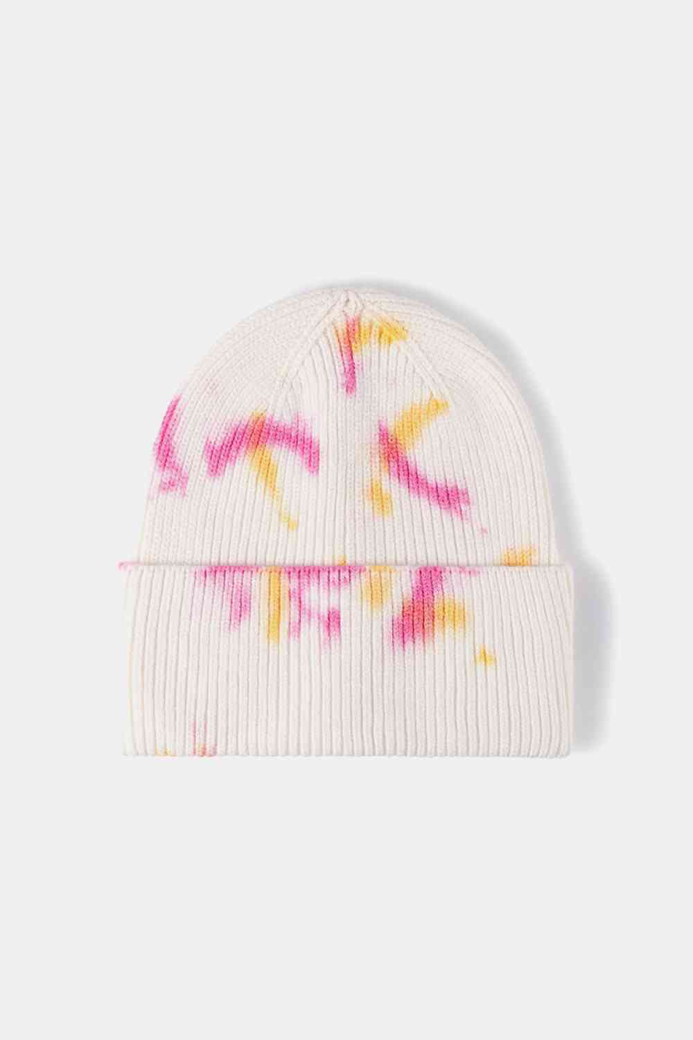 Tie-Dye Cuffed Rib-Knit Beanie Hat - TRENDMELO