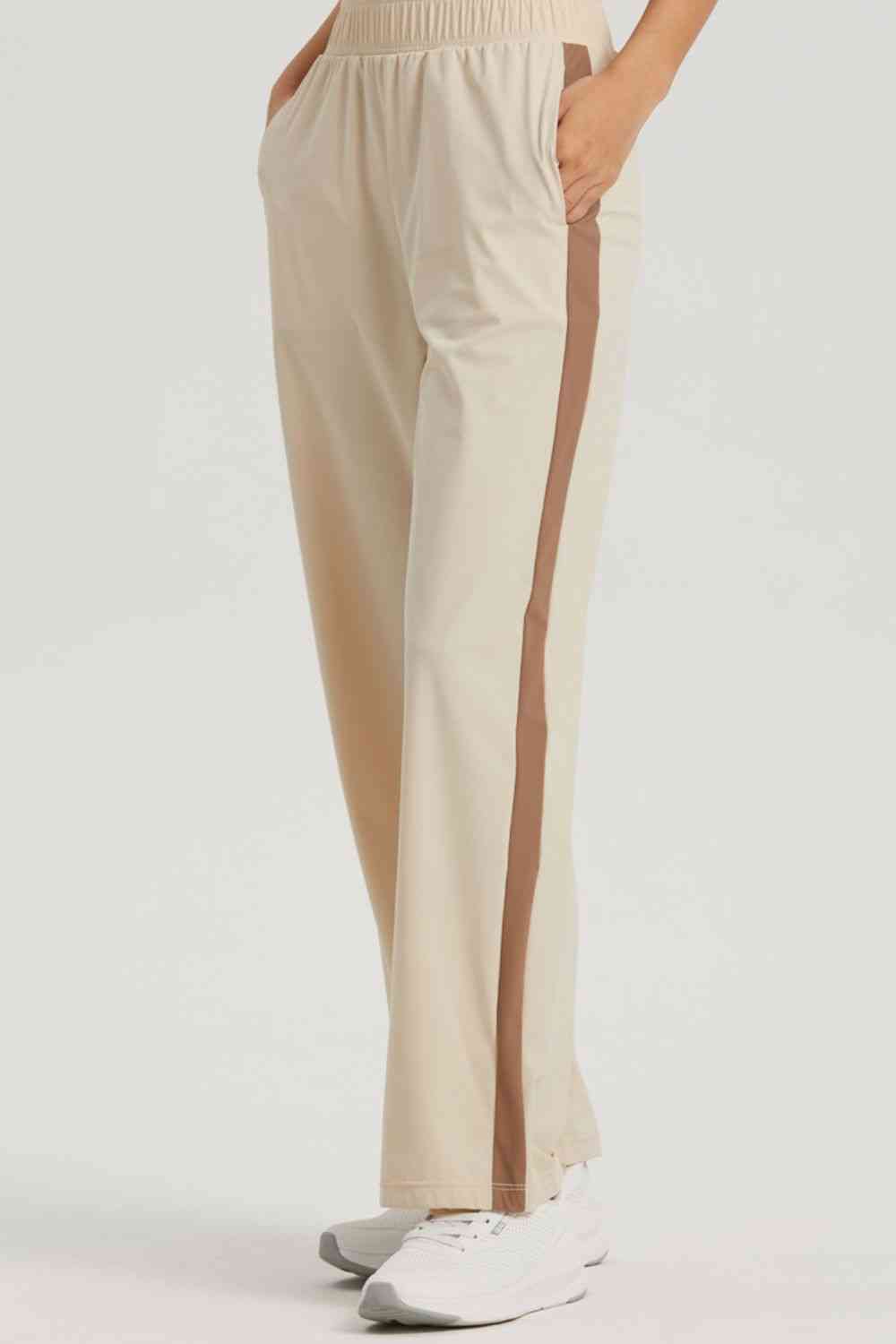 Side Stripe Elastic Waist Sports Pants - TRENDMELO