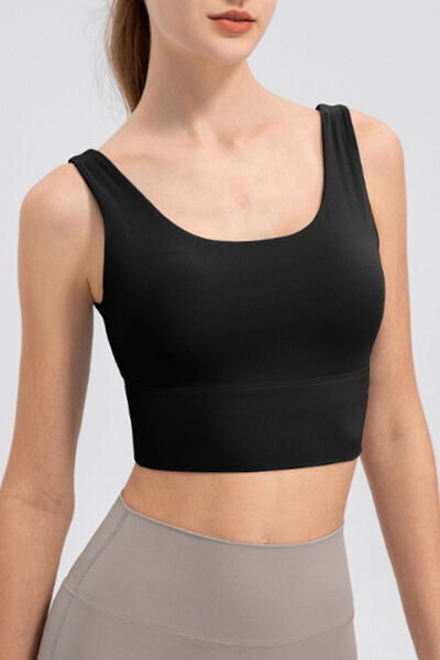 Scoop Neck Wide Strap Active Tank - TRENDMELO