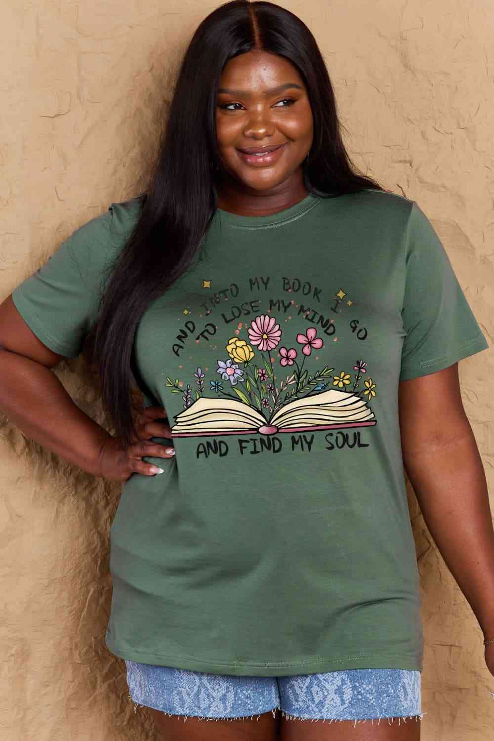 Simply Love Full Size Book & Flower Graphic Cotton Tee - TRENDMELO