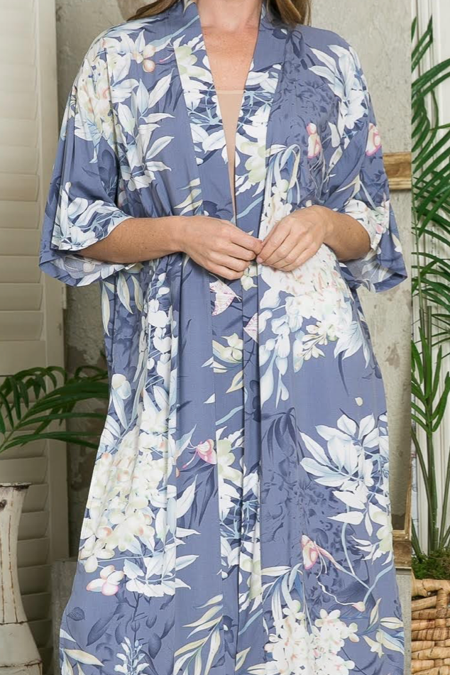 Justin Taylor Botanical Print Split Cover Up - TRENDMELO