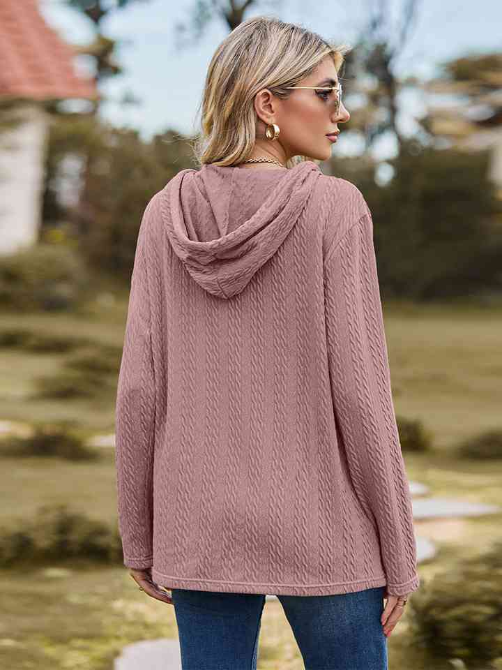 Cable-Knit Hooded Blouse - TRENDMELO