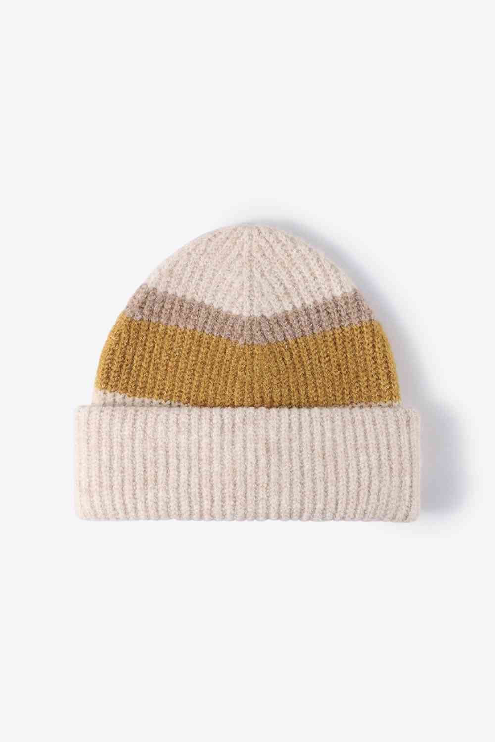 Tricolor Cuffed Knit Beanie - TRENDMELO