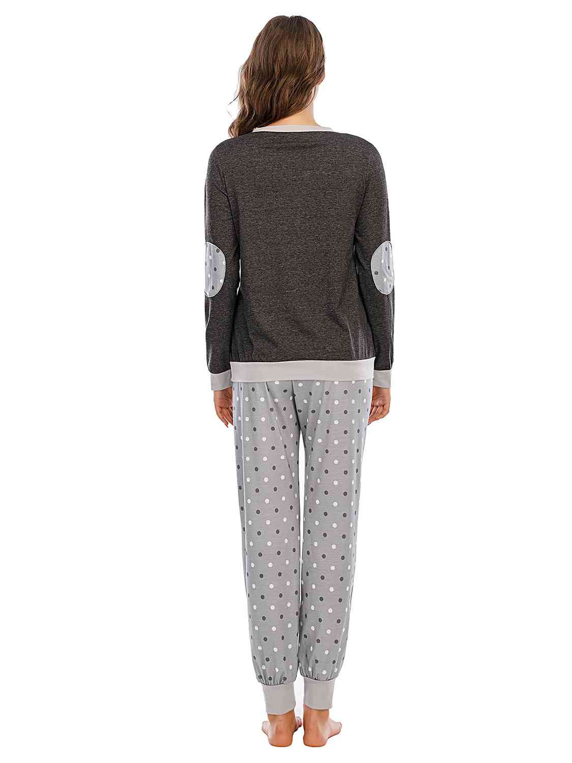 Long Sleeve Top and Polka Dot Pants Set - TRENDMELO