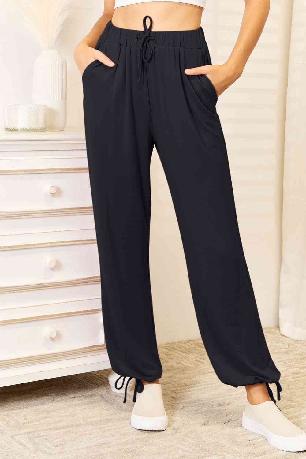 Basic Bae Full Size Soft Rayon Drawstring Waist Pants with Pockets - TRENDMELO