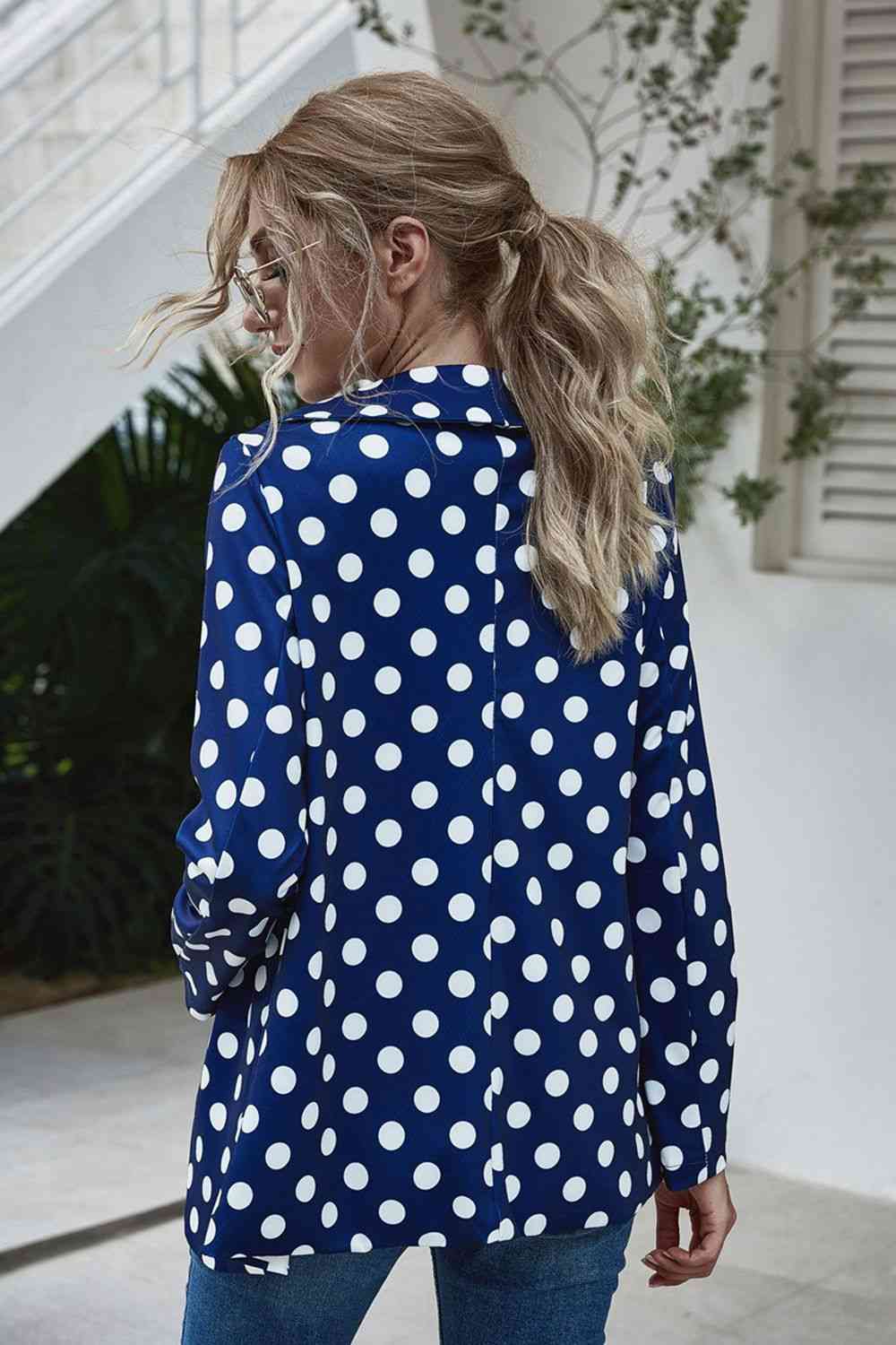 Polka Dot Long Sleeve Blazer - TRENDMELO