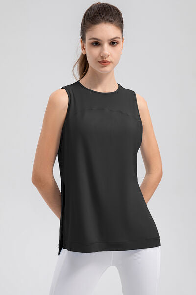 Slit Round Neck Tank - TRENDMELO