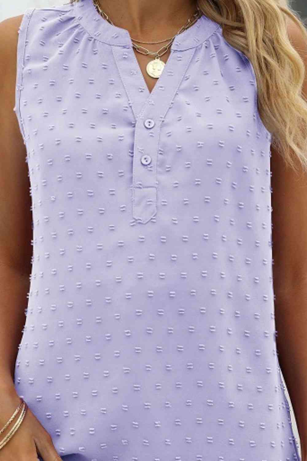 Swiss Dot Notched Neck Tank - TRENDMELO