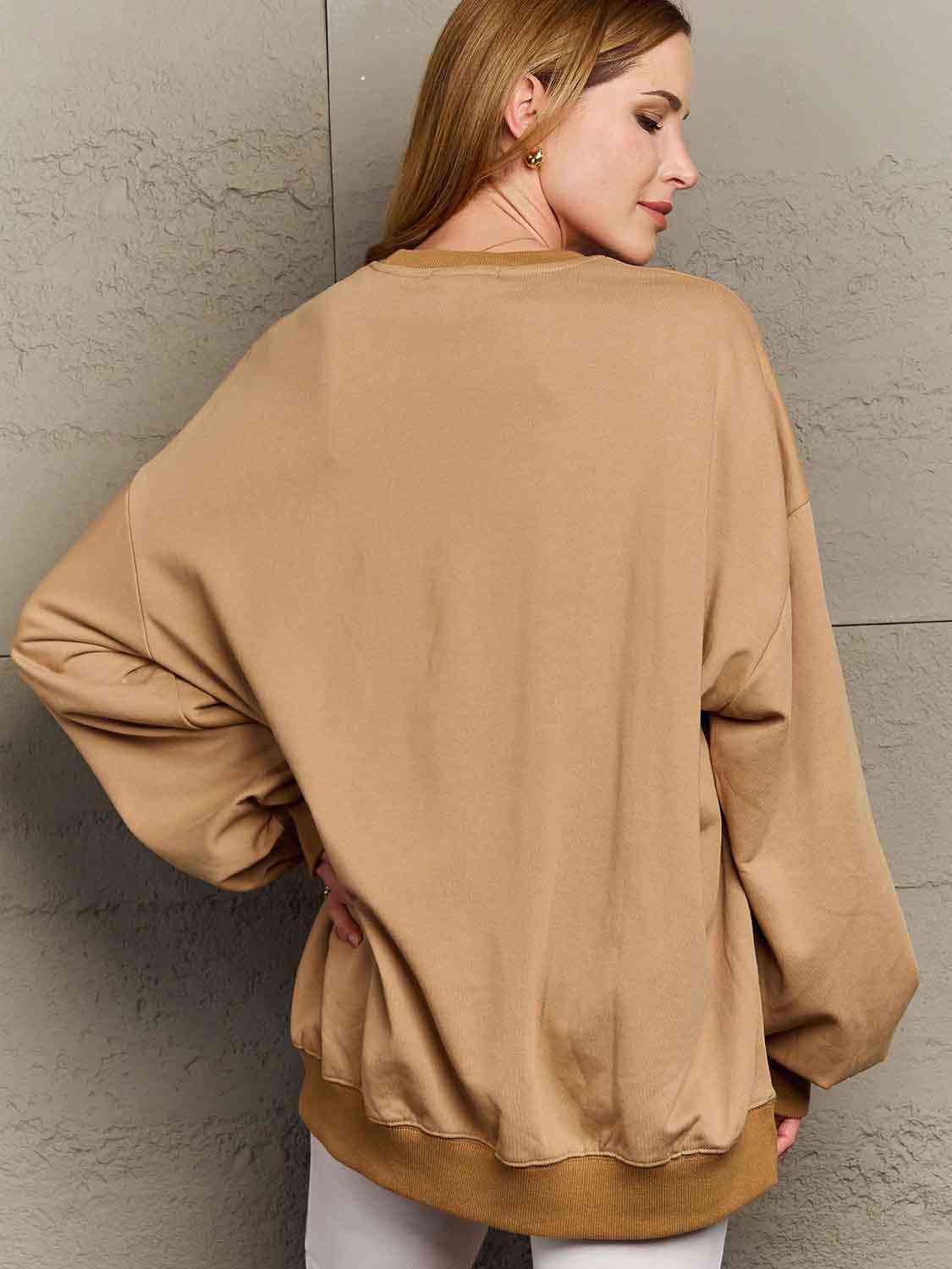 Simply Love Full Size Dropped Shoulder Sweatshirt - TRENDMELO