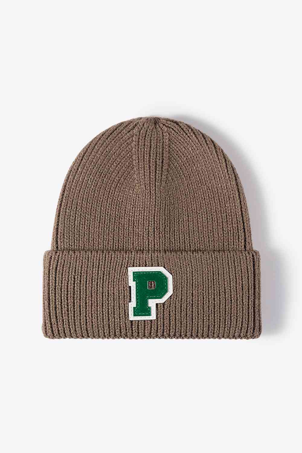 Letter Patch Cuffed Knit Beanie - TRENDMELO