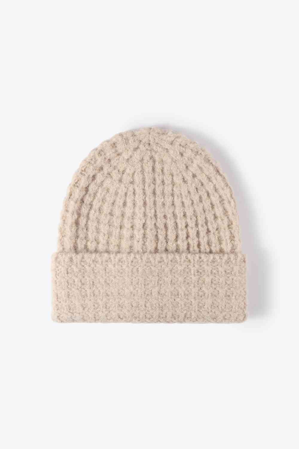 Waffle-Knit Cuff Beanie - TRENDMELO