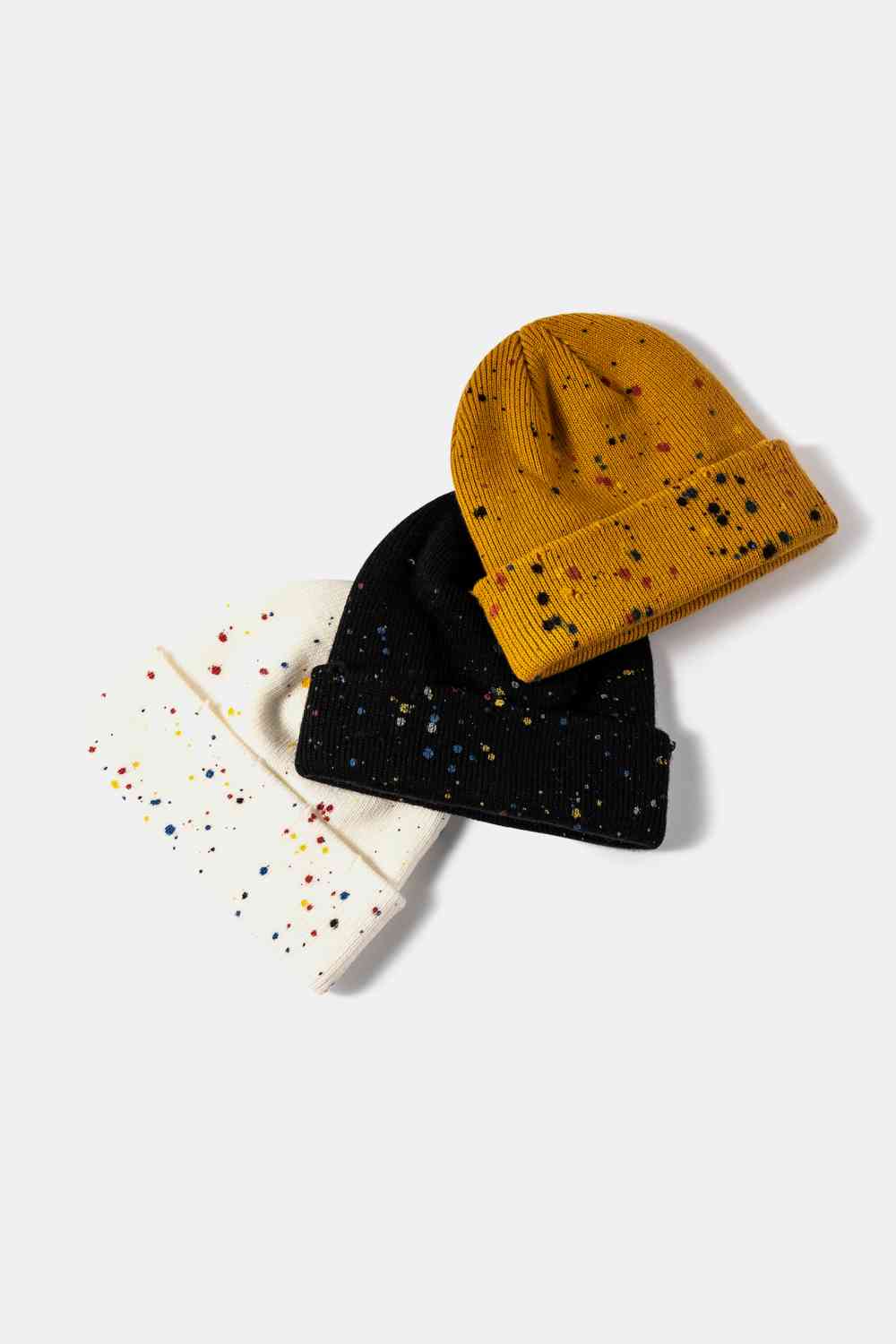 Confetti Rib-Knit Cuff Beanie - TRENDMELO