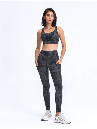 Double Take Wide Waistband Leggings with Pockets - TRENDMELO