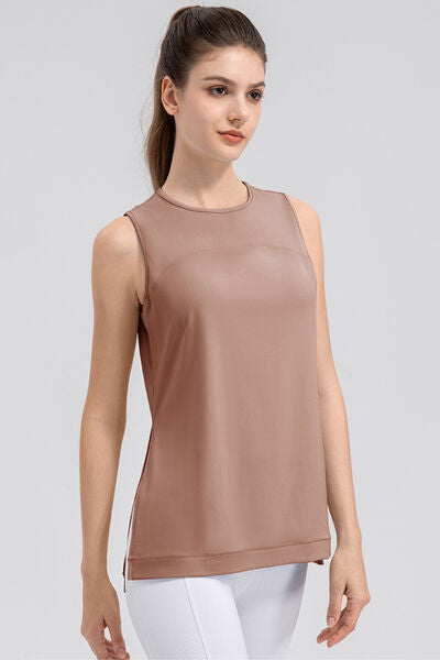 Slit Round Neck Tank - TRENDMELO