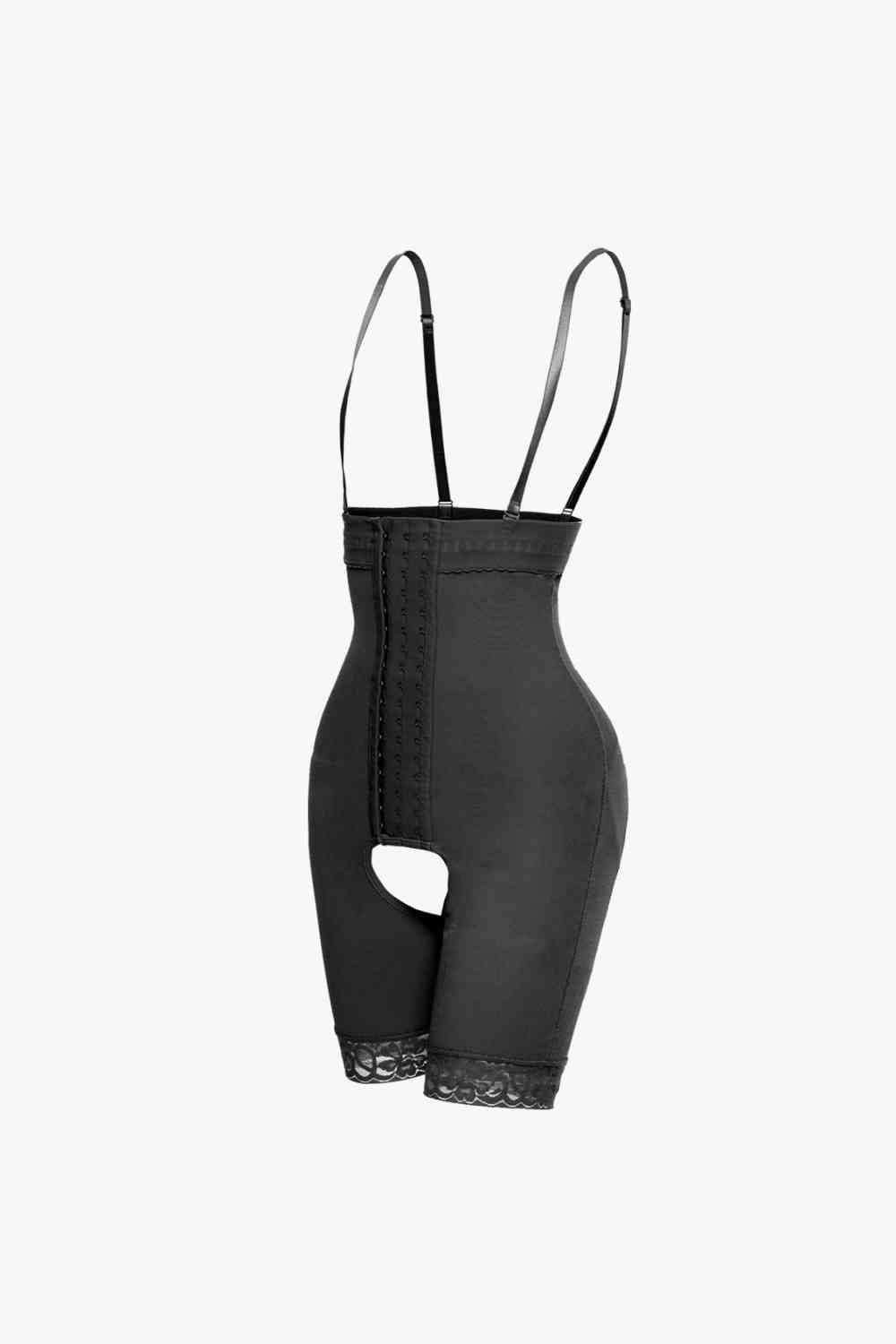 Full Size Hook-and-Eye Lace Trim Shaping Bodysuit - TRENDMELO