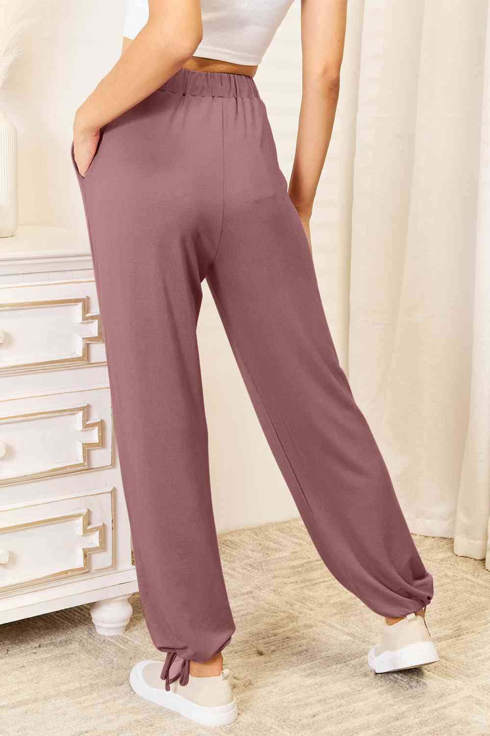 Basic Bae Full Size Soft Rayon Drawstring Waist Pants with Pockets - TRENDMELO