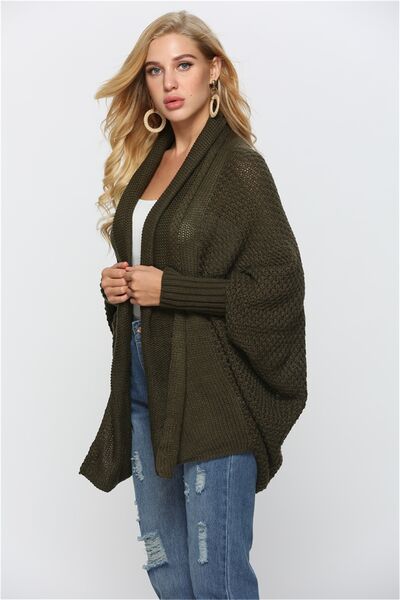 Open Front Batwing Sleeve Cardigan - TRENDMELO