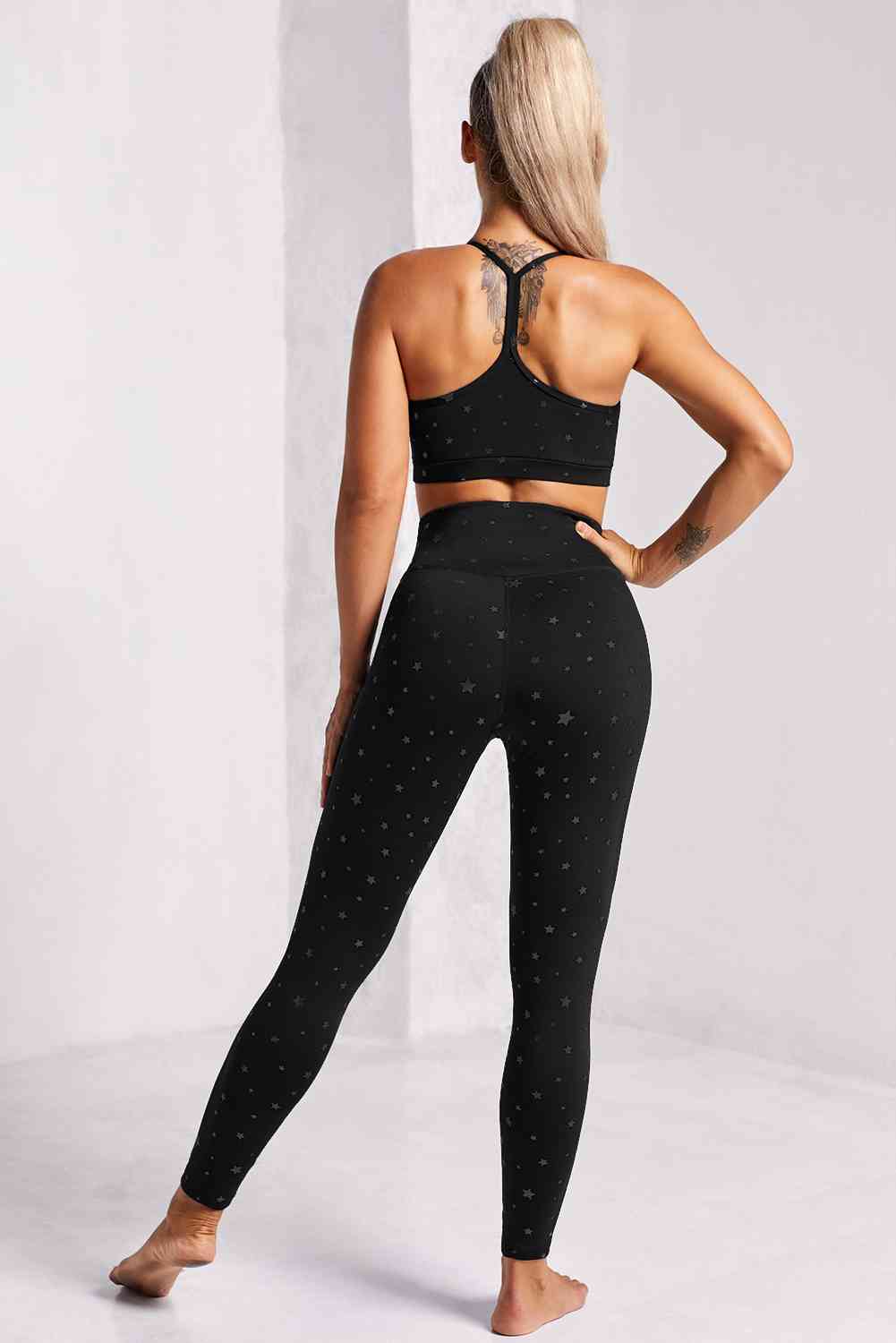 Star Print Sports Bra and Leggings Set - TRENDMELO