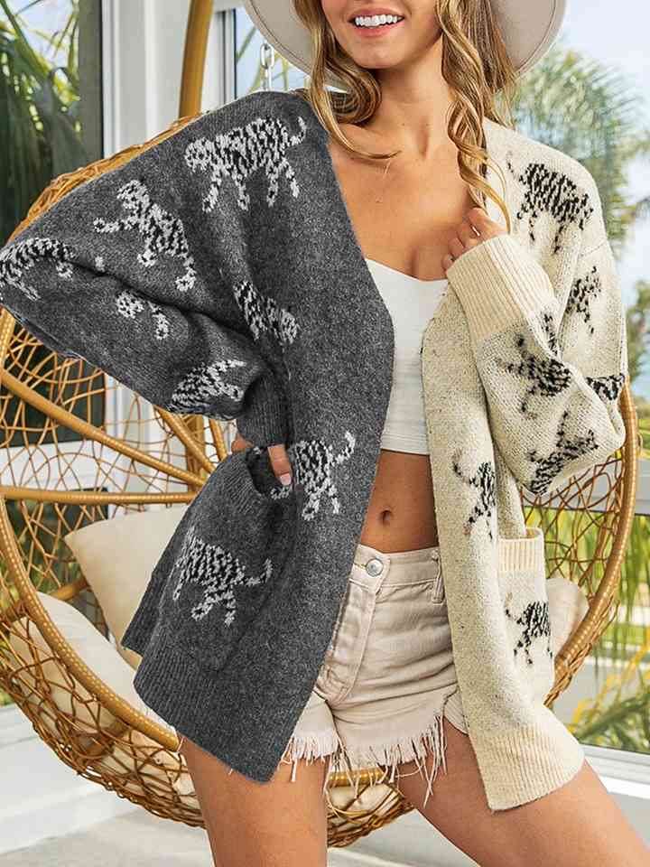 Open Front Cardigan with Pockets - TRENDMELO