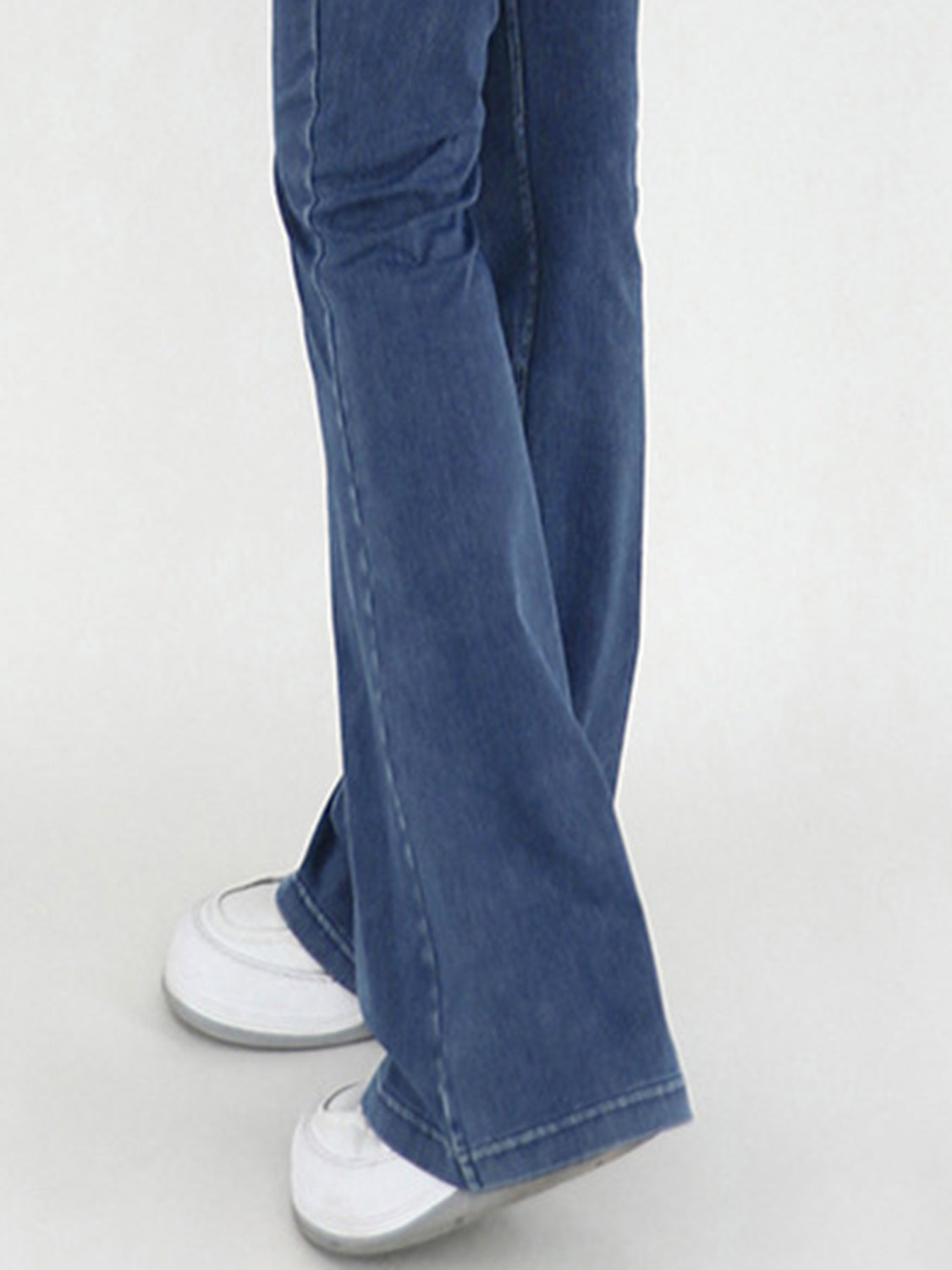 Wide Waistband Bootcut Jeans with Pockets - TRENDMELO