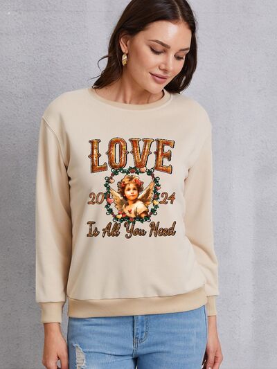 LOVE IS ALL YOU NEED Round Neck Sweatshirt - TRENDMELO