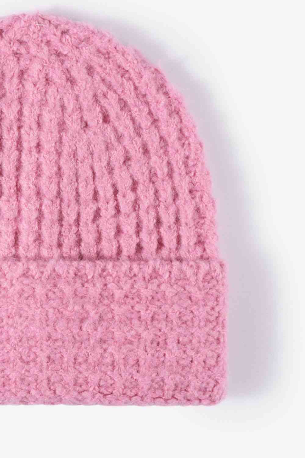 Waffle-Knit Cuff Beanie - TRENDMELO