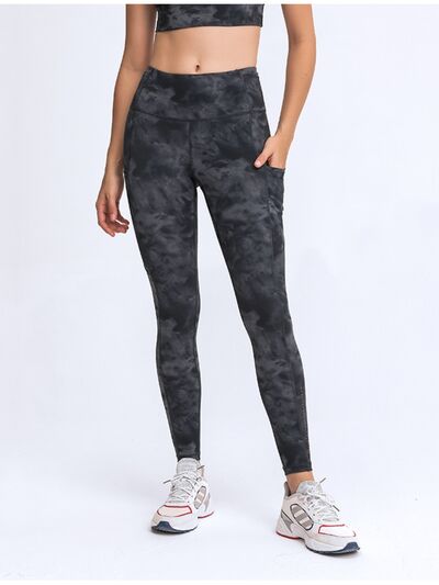 Double Take Wide Waistband Leggings with Pockets - TRENDMELO