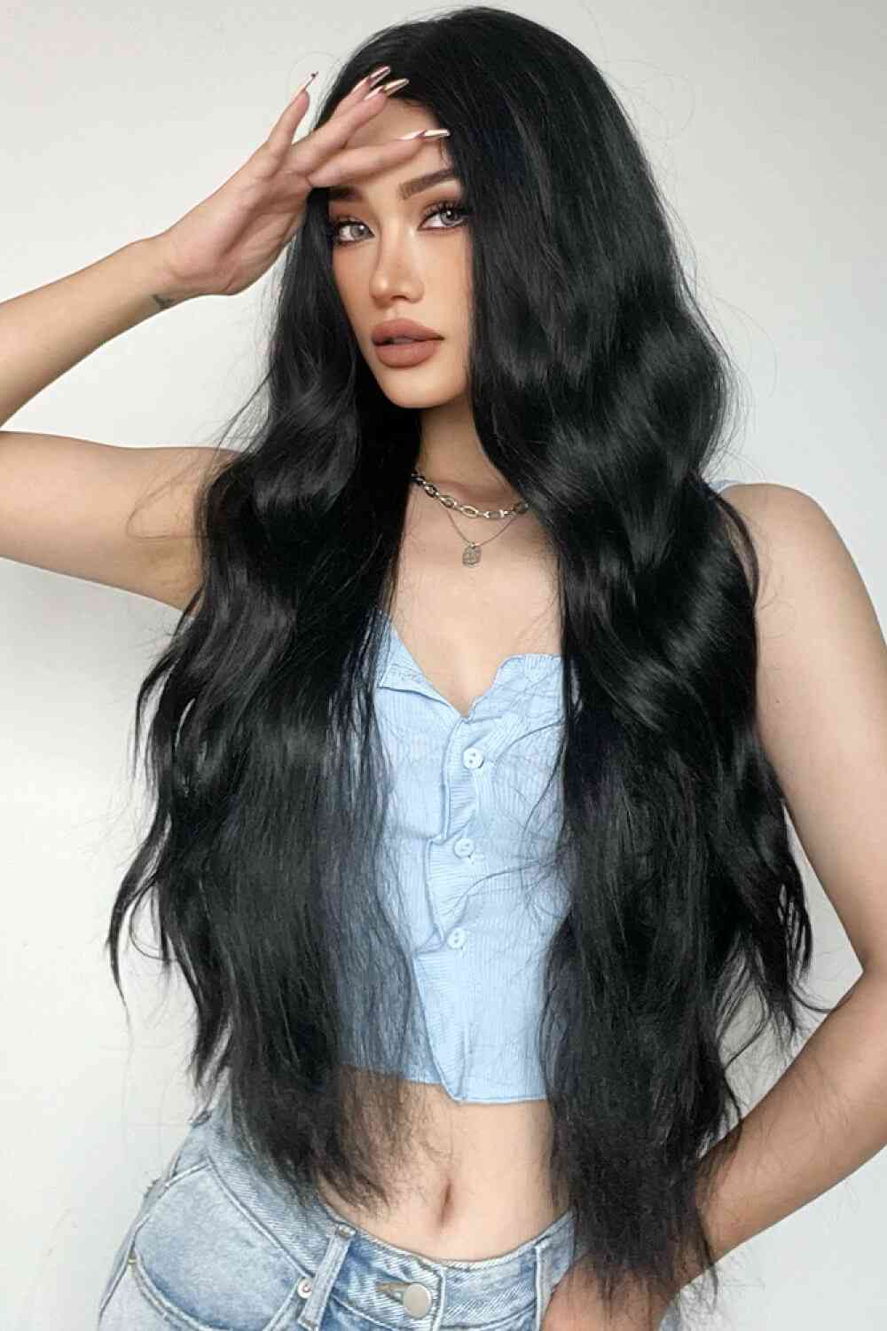 Full Machine Long Wave Synthetic Wigs 28'' - TRENDMELO