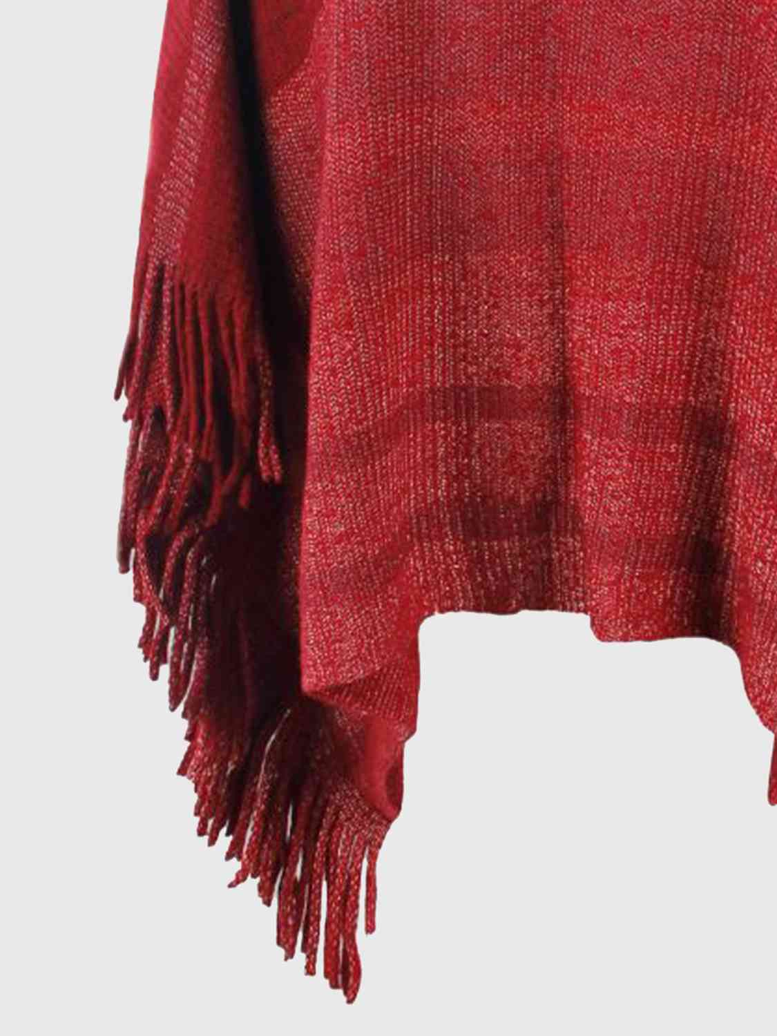 Striped Boat Neck Poncho with Fringes - TRENDMELO