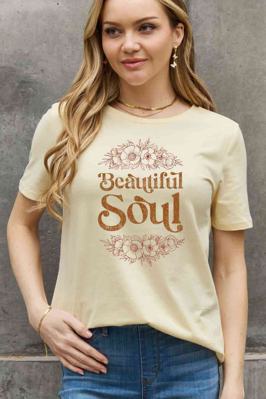 Simply Love Full Size BEAUTIFUL SOUL Graphic Cotton Tee - TRENDMELO