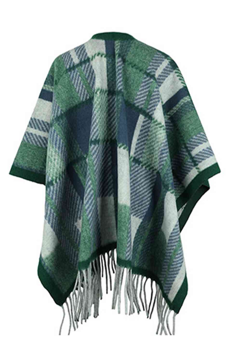 Cloak Sleeve Fringe Detail Poncho - TRENDMELO