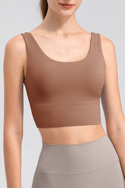 Scoop Neck Wide Strap Active Tank - TRENDMELO