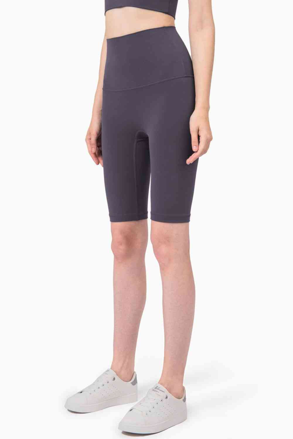 Breathable High-Rise Wide Waistband Biker Shorts - TRENDMELO