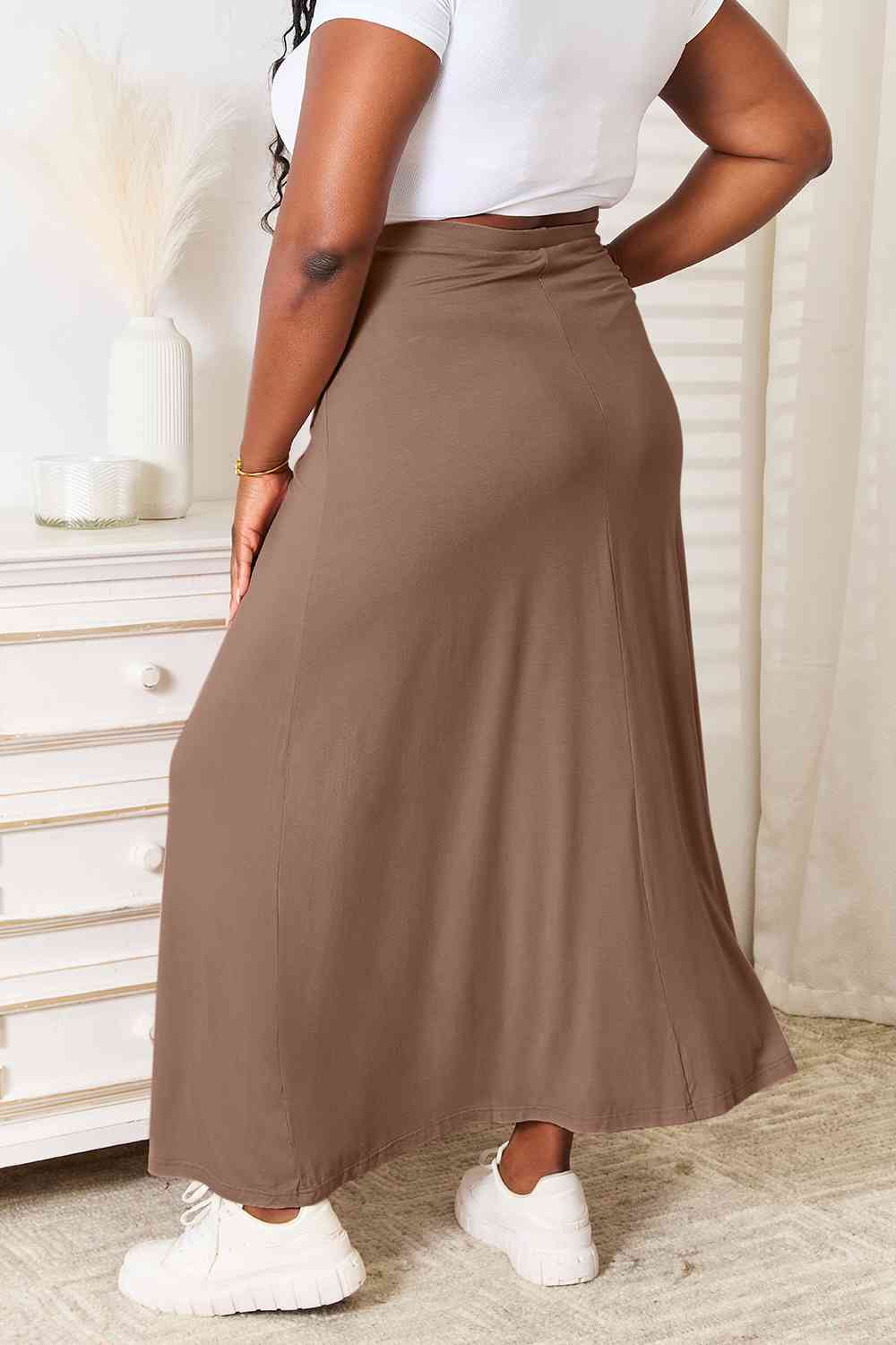 Double Take Full Size Soft Rayon Drawstring Waist Maxi Skirt Rayon - TRENDMELO