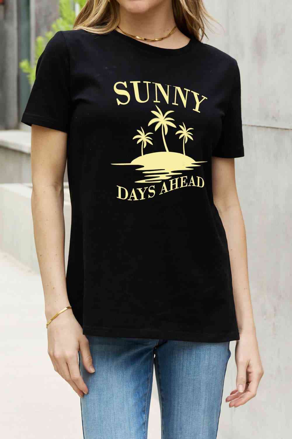 Simply Love Full Size SUNNY DAYS AHEAD Graphic Cotton Tee - TRENDMELO